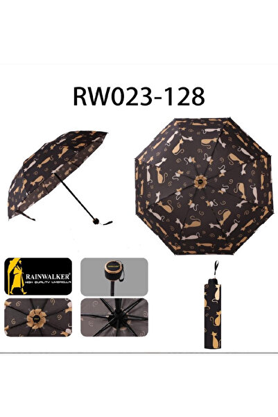 DEV 3 ADAM Kedi Desenli Yarasa Model 8 Telli Rüzgara Dayanıklı Manuel Şemsiye