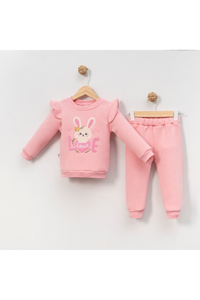 NEU KIDS Pink Love Bunny Girls' Tracksuit Set