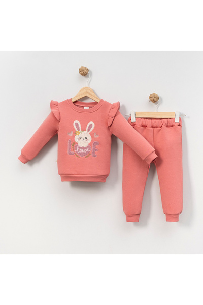 NEU KIDS Dark Pink Love Bunny Girls' Tracksuit Set