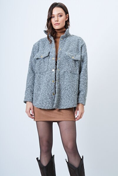 VAGGON Buklet Textured Oversized Shirt Jacket