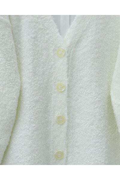 Modamorfo Buttoned Casual Knit Cardigan -White