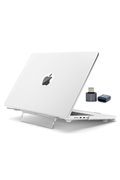 Mcstorey MacBook Air 13.6 Case – 2024 M4 Matte Transparent Hard Cover with Stand Heat Dissipation Slim Design Clear