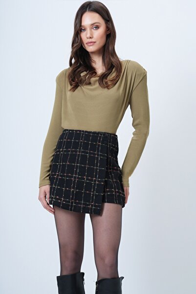 VAGGON Plaid Patterned Tweed Shorts Skirt