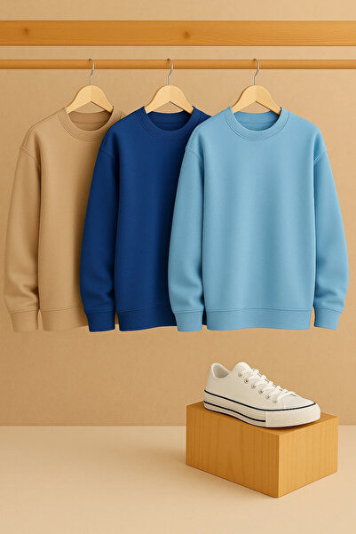 COMBİNE MİCHAİL Women's Crew Neck Oversized 3-Piece Sweatshirt