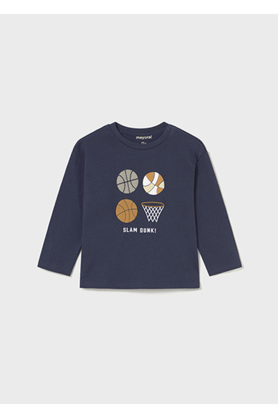 MAYORAL Navy Blue Baby Boy Long Sleeve Printed T-Shirt 2060