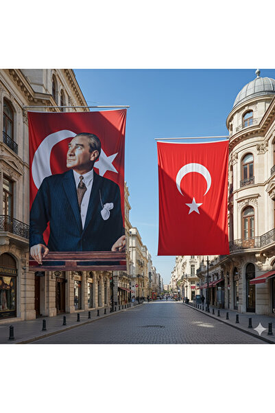 CMB SHOP CMB BAYRAK Atatürk Posteri Ve Türk Bayrağı Raşel Kumaş 50x75 Cm