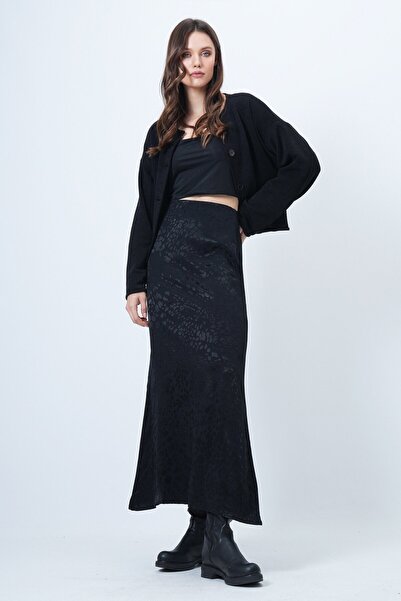 VAGGON Patterned Zipper Closure Midi Skirt