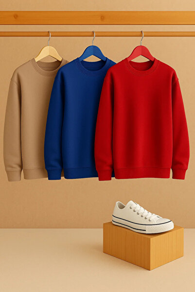 COMBİNE MİCHAİL Women's Crew Neck Oversized 3-Piece Sweatshirt