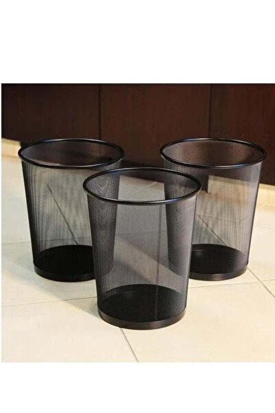 GENERIC4 Set of 3 Round Trash Bins - Black