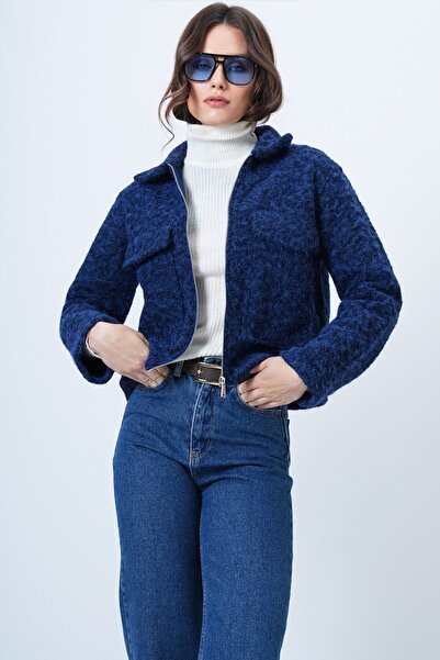 VAGGON Double Pocket Zipper Closure Boucle Jacket