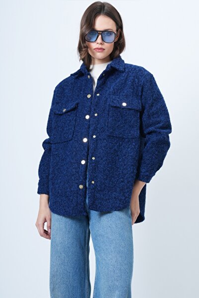 VAGGON Buklet Textured Oversized Shirt Jacket