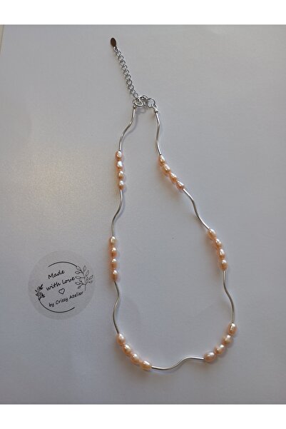 OEM Necklace with pink cultured pearls and silver elements