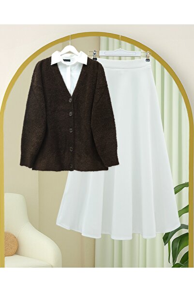 Modamorfo Buttoned Casual Knit Cardigan -K. Brown