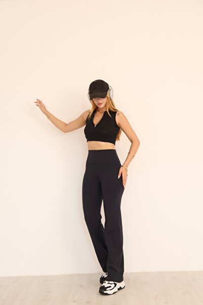 GRODYT Grody.T Women's High Waist Detailed Flared Diving Leggings Pants