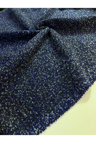 Kumaş sever Gece Mavisi Rengi Teddy Peluş Kumaş Yün Pamuk Karışımı Çift En 150 cm Kaban Ceket Yelek Tüvit