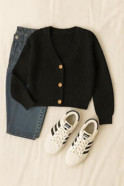 moda mh 3 Button Trend Selanik Cardigan