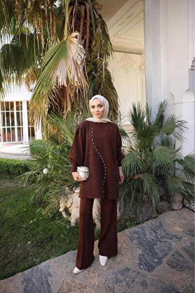 Kirazca Butik Women's Soft Stone Embroidered Standard Size Hijab Suit