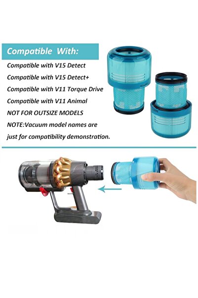 Rovexa Dyson V15 Detect Uyumlu Yeşil Hepa Filtre 3 Adet