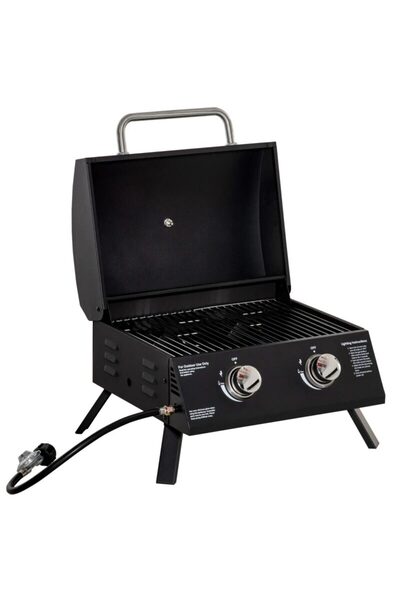 Artool Camping rectangular gas grill, 2 burners, lid with thermometer, 55x46.5x41 cm