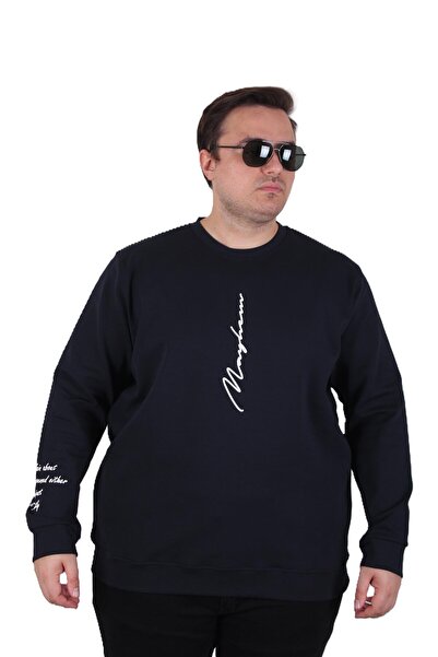 MocGrande Large Size Crew Neck Sweat Double Face 25707 Navy Blue