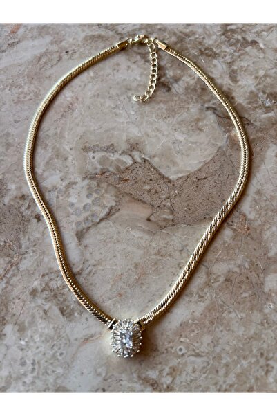 ELENOR Kadın Baget Taş Detaylı Balık Sırtı Zincir Çelik Kolye