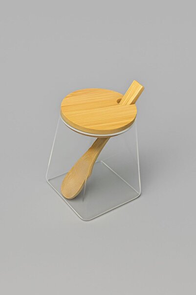 Funny Life 3-Piece Luxury Glass Spice Jar Set with Bamboo Lid and Spoon - Spice Jar - Glass Spice Jar with Bamboo Base