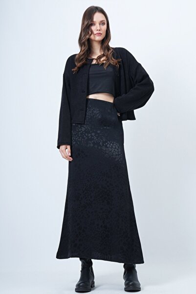 VAGGON Patterned Zipper Closure Midi Skirt