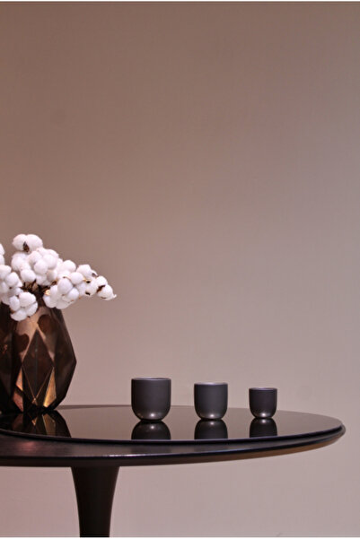 NOVUM Set of 3 Vulcano Ceramic Glasses (250ml, 150ml, 50ml) - Black Carbon Matte