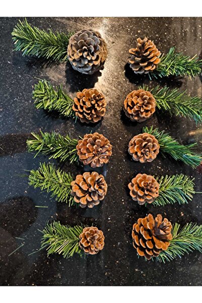 Poya 10-Piece Christmas Pine Tree Green Leafed Natural Pinecone New Year Tree Cone Practical Decor Ornament