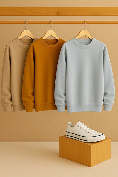 COMBİNE MİCHAİL Women's Crew Neck Oversized 3-Piece Sweatshirt