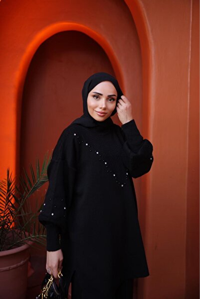 Kirazca Butik Women's Stone Knitwear Hijab Set