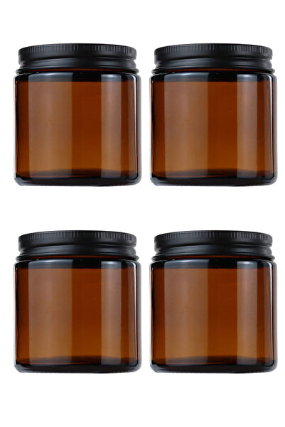 junibeliw 4 Adet Çok AMAÇLI Amber BOŞ Cam Dekoratif Krem Mum Kavanozu Siyah M...