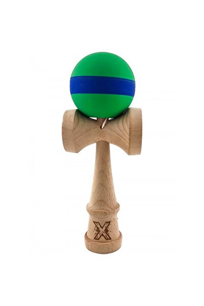 Bricoart Kendama X Original, Professional, 18 cm, Wooden, Rubber Grip, Green/Blue