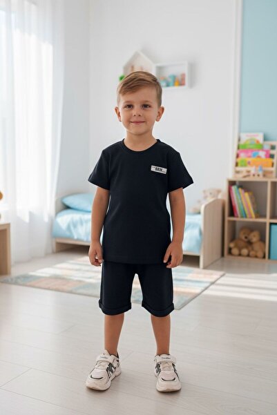 morbella Mustard/Black/Beige Corded Fabric Children's Set |   Summer Short Sl...