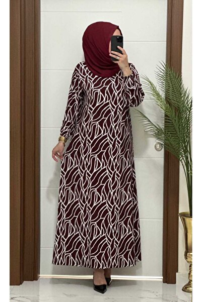 modasura 5544 K 60 BORDO dalga desen bürümcük kumaş büyük beden elbise yeni s...