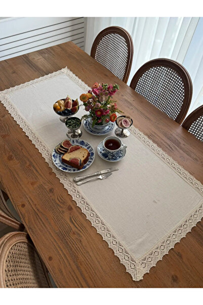 NEEDLE Beige Keten Runner Kopanaki (50 x 120)