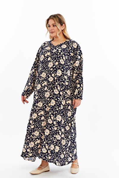 Nehir tekstil Battal Plus Size Summer Mother's Dress