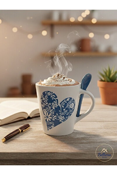 BUENOS Mavi Kalpli Kaşıklı Kupa Bardağı