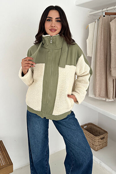 Noa Noa Women's Color Block Zippered Sherpa Coat – Cozy Contrast