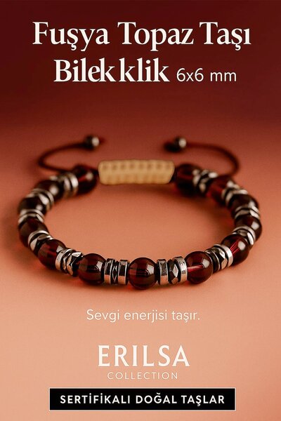 Erilsa Certified Fuchsia Topaz Gemstone Bracelet 8X8 mm – Stone of Love, Passion, and Protection