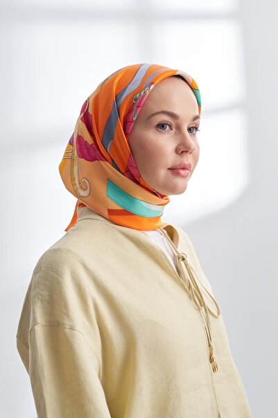 ARMANDA Premium Serisi Fior Desen %100 Twill İpek Eşarp Desenli İpek Eşarp Silk