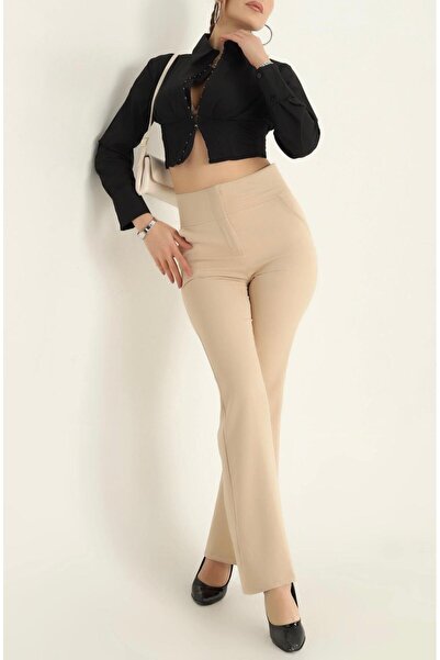 amurpars High Waist Recovery Spanish Leg Trousers