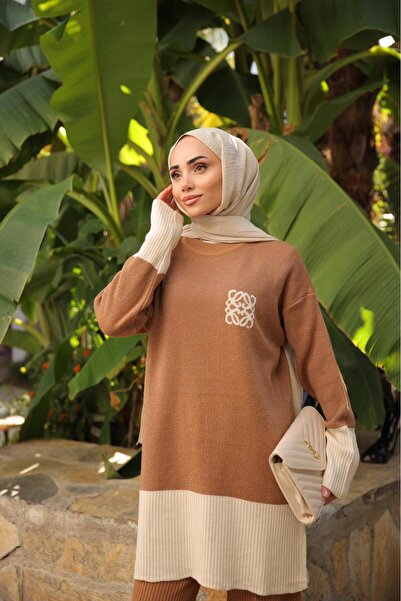 Kirazca Butik Women's Glittery Striped Knitwear Double Set