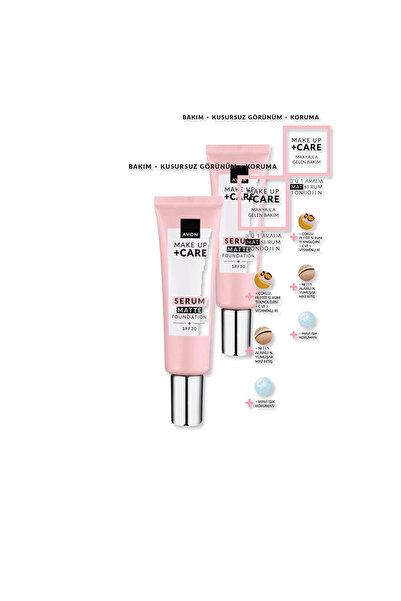 AVON Make Up + Care Serum Matte Fondöten SPF30 - 120N İkili Set