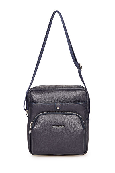 Pierre Cardin Синя чоловіча сумка з регульованими плечовими ременями, двома застібками-блискавками та кишенями 01PC001431