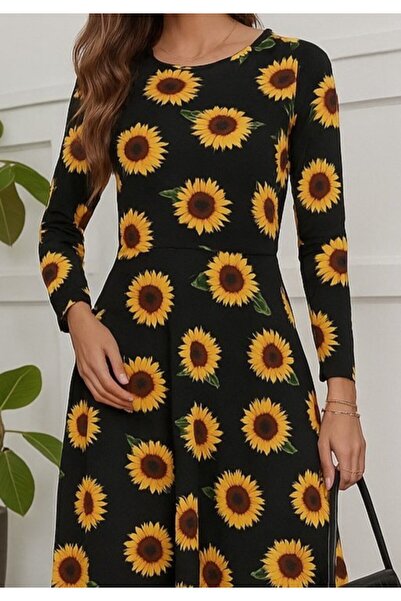 JANES Γυναικείο φόρεμα Fakir Sleeve Crew Neck Midi Micro