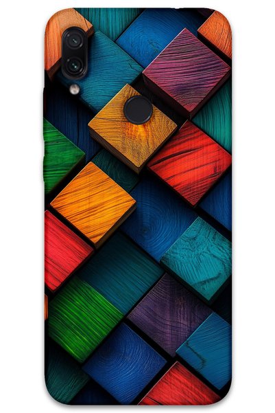 MRCİLETİSİM غطاء خلفي لهاتف Xiaomi Redmi Note 7 بنمط HD مطبوع - نمط مربع