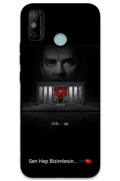 MRCİLETİSİM غطاء خلفي لهاتف Tecno Spark 6 Go بنمط HD مطبوع - أتاتورك معنا