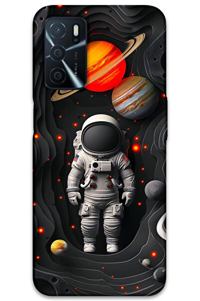 MRCİLETİSİM غطاء خلفي لهاتف اوبو A16 بنمط HD مطبوع - كواكب رواد الفضاء