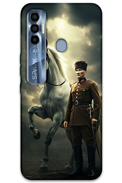 MRCİLETİSİM غطاء خلفي لهاتف Tecno Spark 7 Pro بنمط HD مطبوع - أتاتورك شيمبك